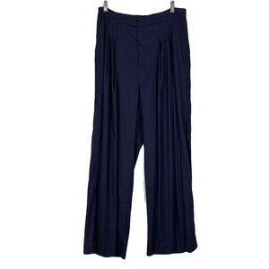 Nwot Maeve Indigo The Avery Pleated Wide-Leg Trousers Pants Medium